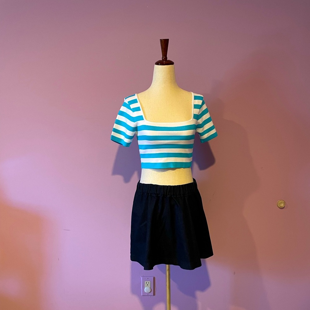 Zara cropped top - Blue and white